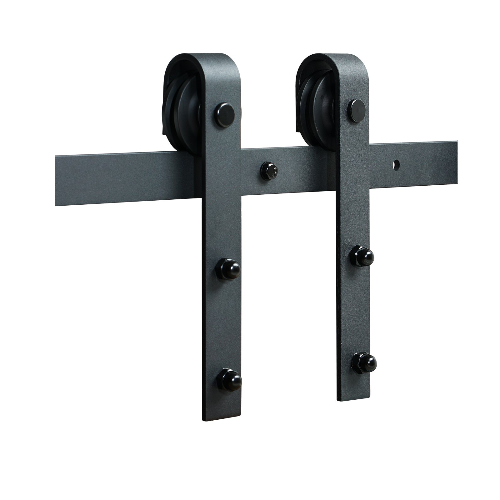 VEVOR sliding barn door hardware kit featuring black metal rollers and a sleek horizontal track.