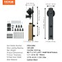 VEVOR 243.8 cm Sliding Barn Door Hardware Kit, 149.7 kg Loading Heavy Duty Barn Door Track Kit for Single Door, Fit 112.8-131.1 cm Wide and 3.3-4.6 cm Thick Door Panel, with Smooth & Silent Pulley (I Shape)