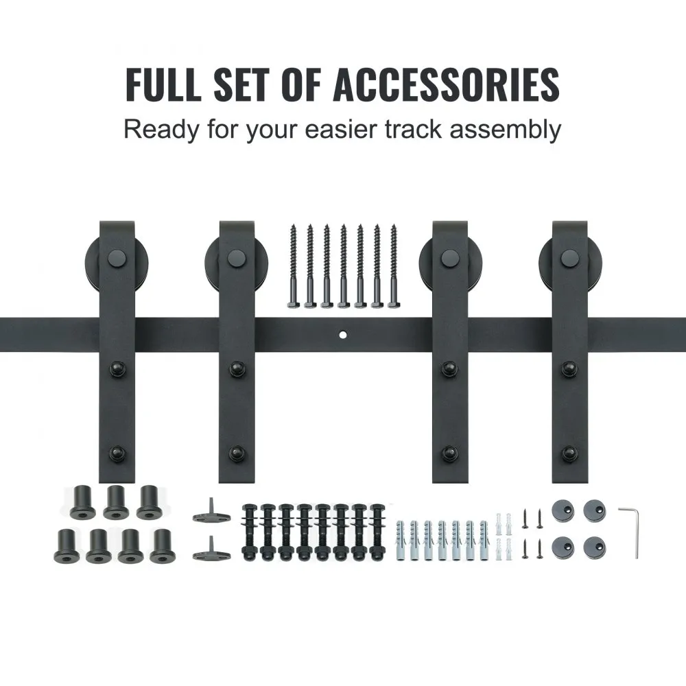 VEVOR sliding barn door hardware kit with full set of accessories for easy track assembly.