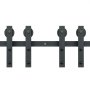 VEVOR sliding barn door hardware kit, black with four rollers for smooth and silent door movement.