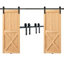 VEVOR 243.8 cm Sliding Barn Door Hardware Kit, 149.7 kg Heavy Duty Barn Door Track Kit for Double Doors, Fit 112-131cm Total Width and 3.3-4.6cm Thick 2 Door Panels, with Smooth & Silent Pulley (J Shape)