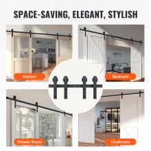 VEVOR 8FT Sliding Barn Door Hardware Kit, 330LBS Heavy Duty Barn Door Track Kit for Double Doors, Fit 3.7-4.3FT Total Wide and 1.3"-1.8" Thick 2 Door Panel, with Smooth & Silent Pulley (J Shape)