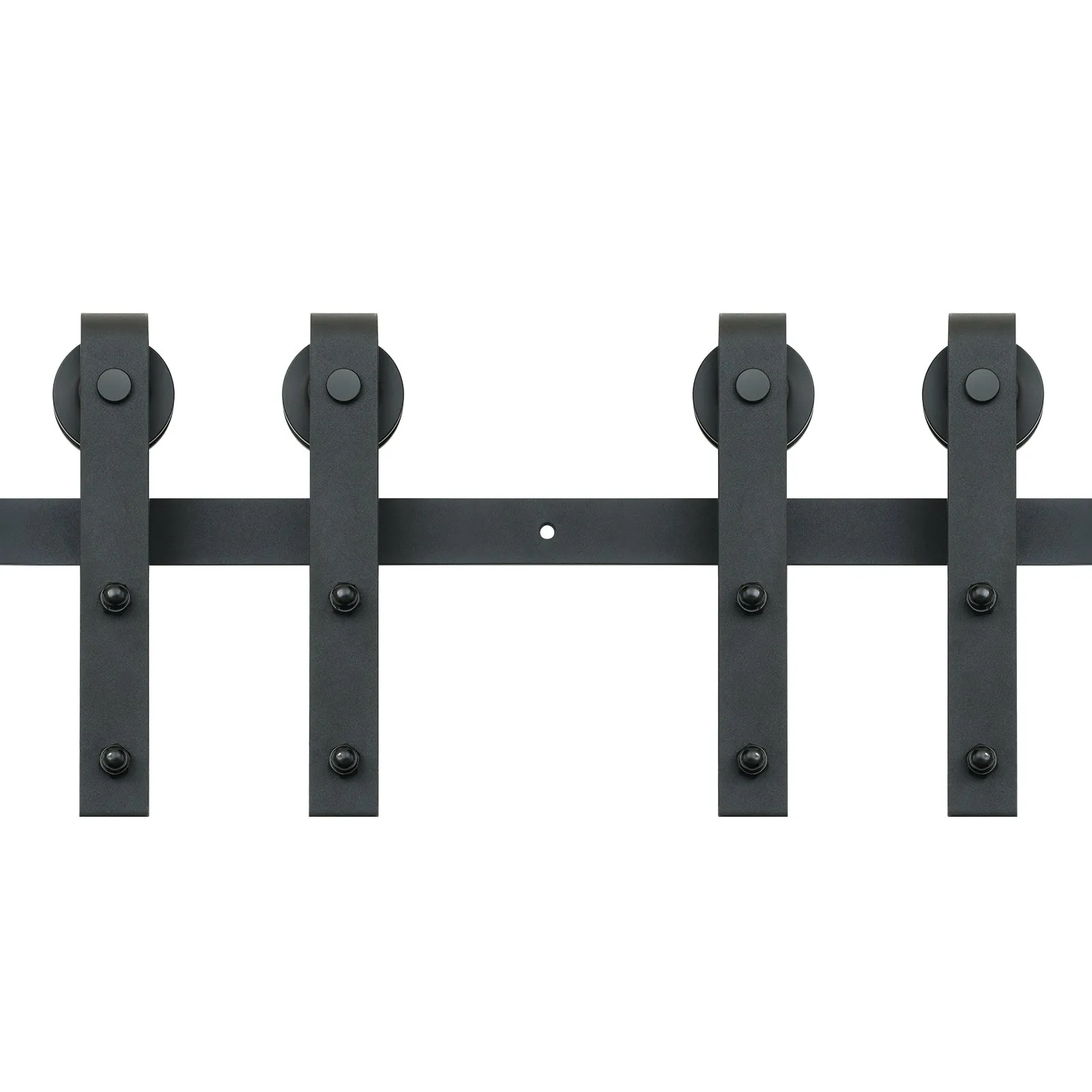 VEVOR sliding barn door hardware kit, black with four rollers for smooth and silent door movement.