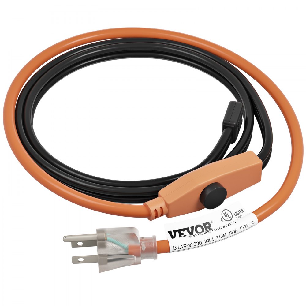 VEVOR Cable de calefacción de tubería VEVOR, cinta de calor de 7 W de 3  pies para tuberías con termostato integrado, protege la manguera de PVC,  tubería de metal y plástico de
