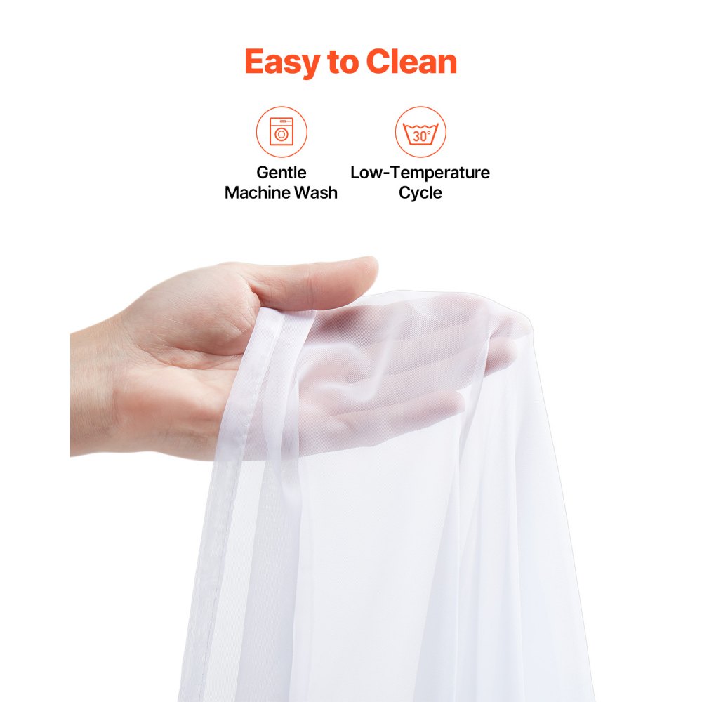 VEVOR Sheer Curtains, 84 inches Long, 2 Panels Set Sheer White Curtains, Each 42" W x 84" L, Dual Rod Pocket Installation, 100% Polyester Window Drapes for Bedroom, Living Room, Balcony, Yard