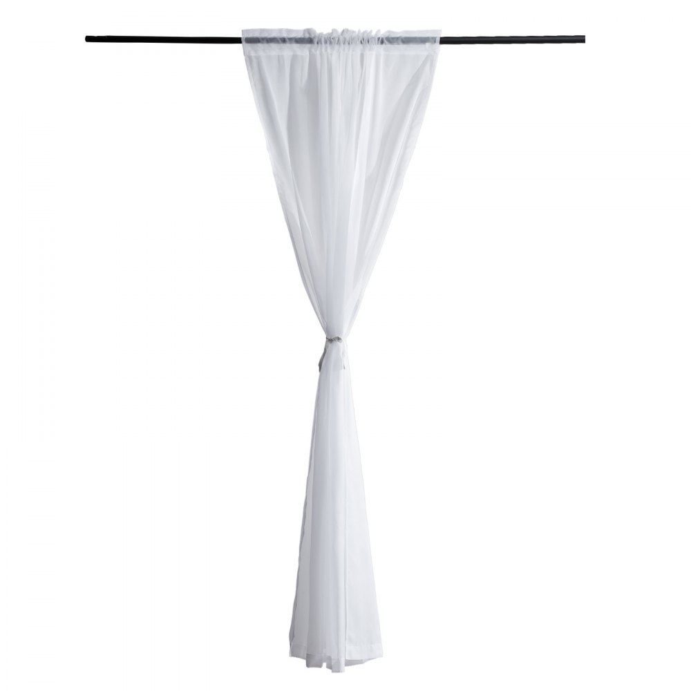 VEVOR Sheer Curtains, 84 inches Long, 2 Panels Set Sheer White Curtains, Each 42" W x 84" L, Dual Rod Pocket Installation, 100% Polyester Window Drapes for Bedroom, Living Room, Balcony, Yard
