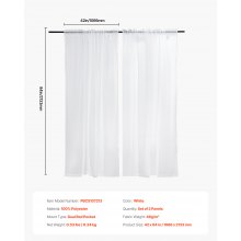 Sheer Curtains 42 W x 84 L inches 2 Panels Window Drapes Rod Pocket Polyester
