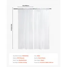 Sheer Curtains 42 W x 84 L inches 2 Panels Window Drapes Rod Pocket Polyester