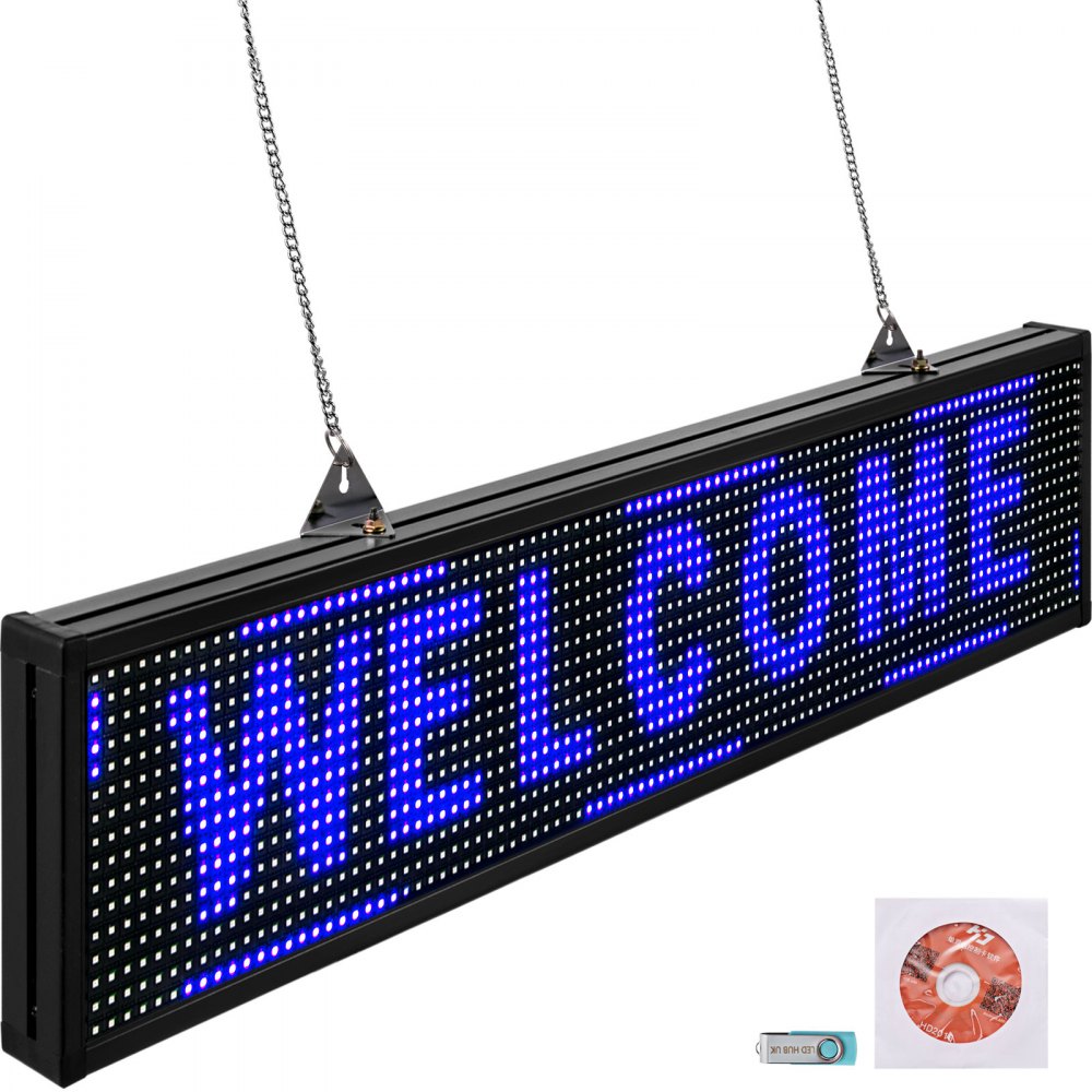 Led Sign Digital Sign 38 X 6.5 Inch Blue Led Message Board Digital Display Board