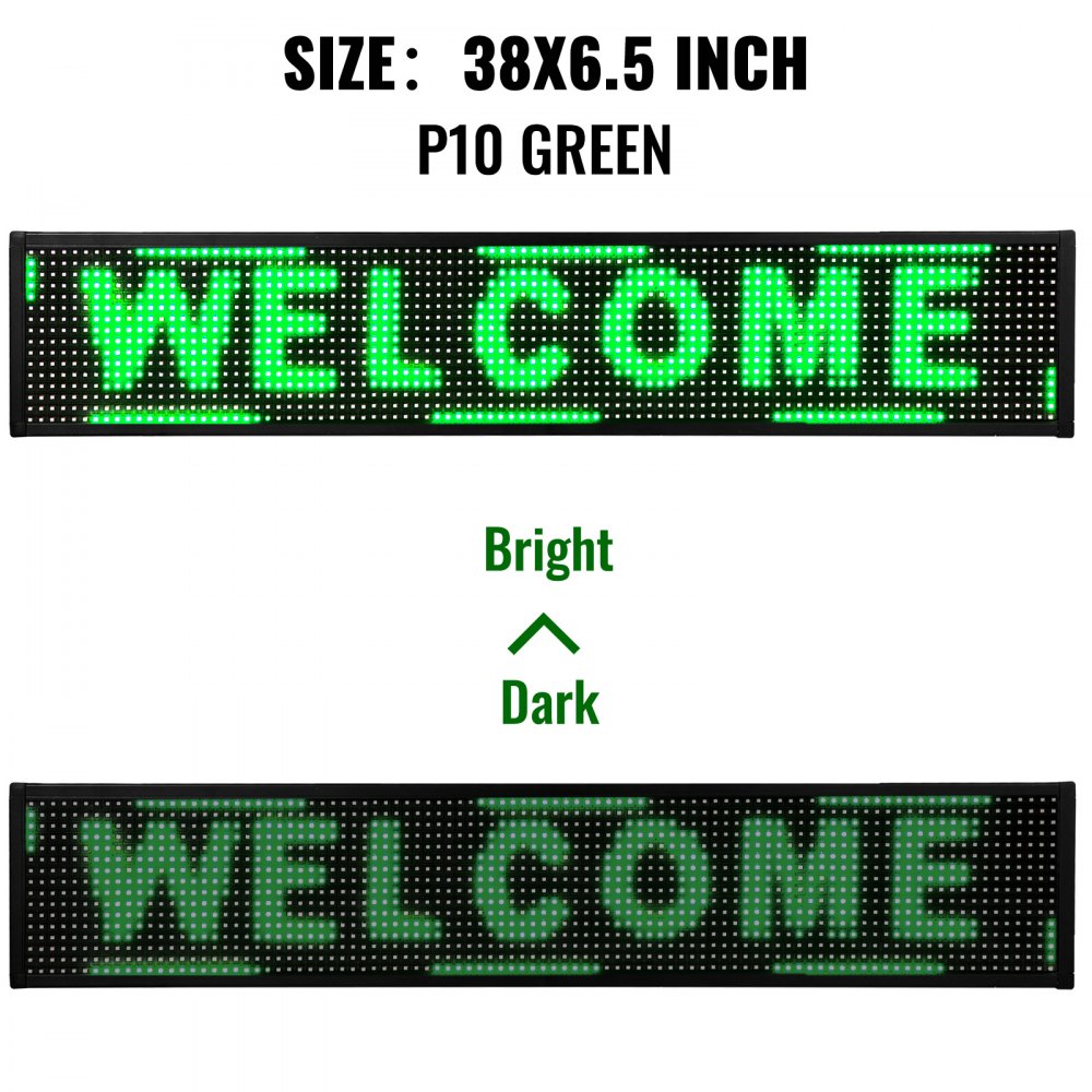Led Sign, Digital Sign 38x6.5'', Green Led Message Board Digital Display Board