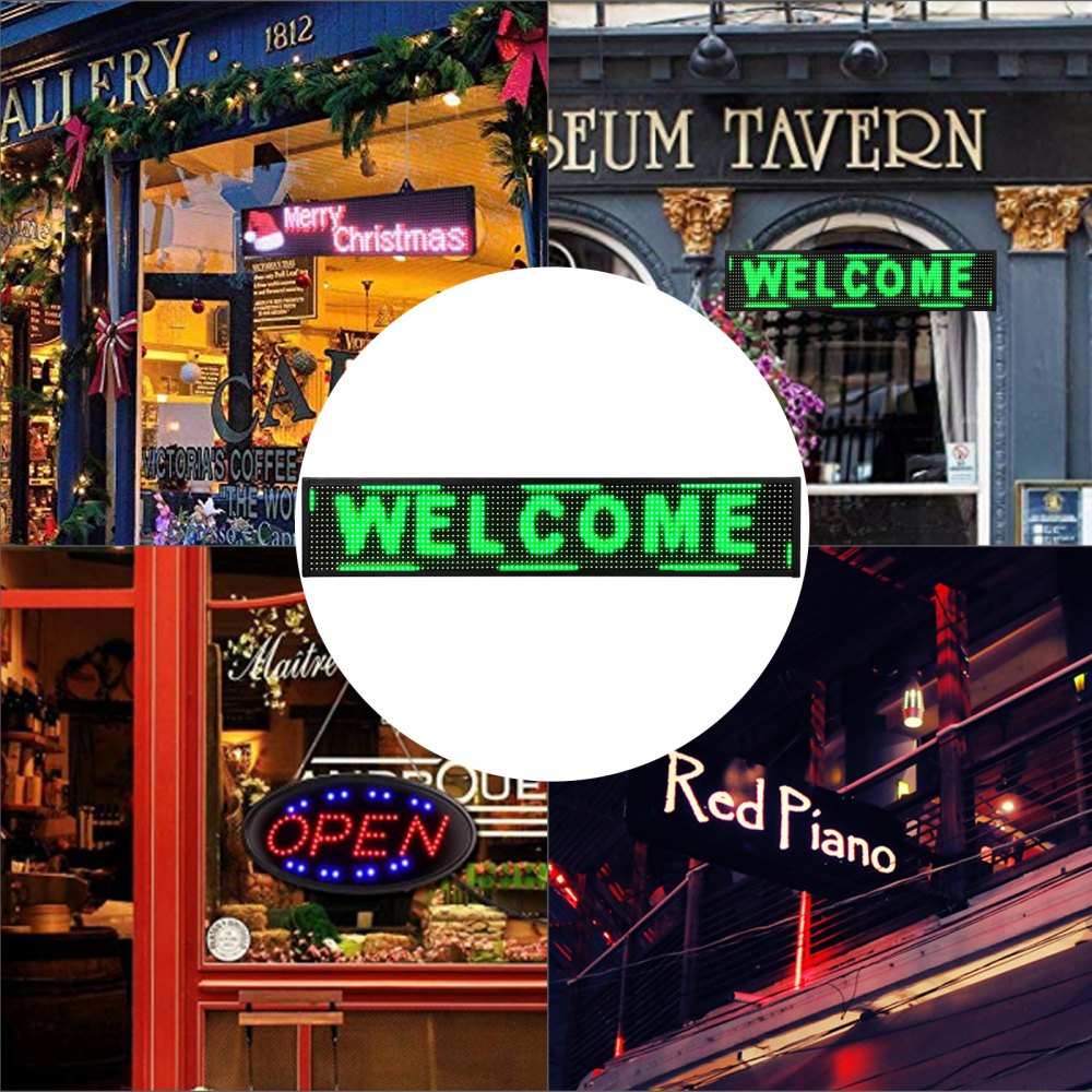 Led Sign, Digital Sign 38x6.5'', Green Led Message Board Digital Display Board