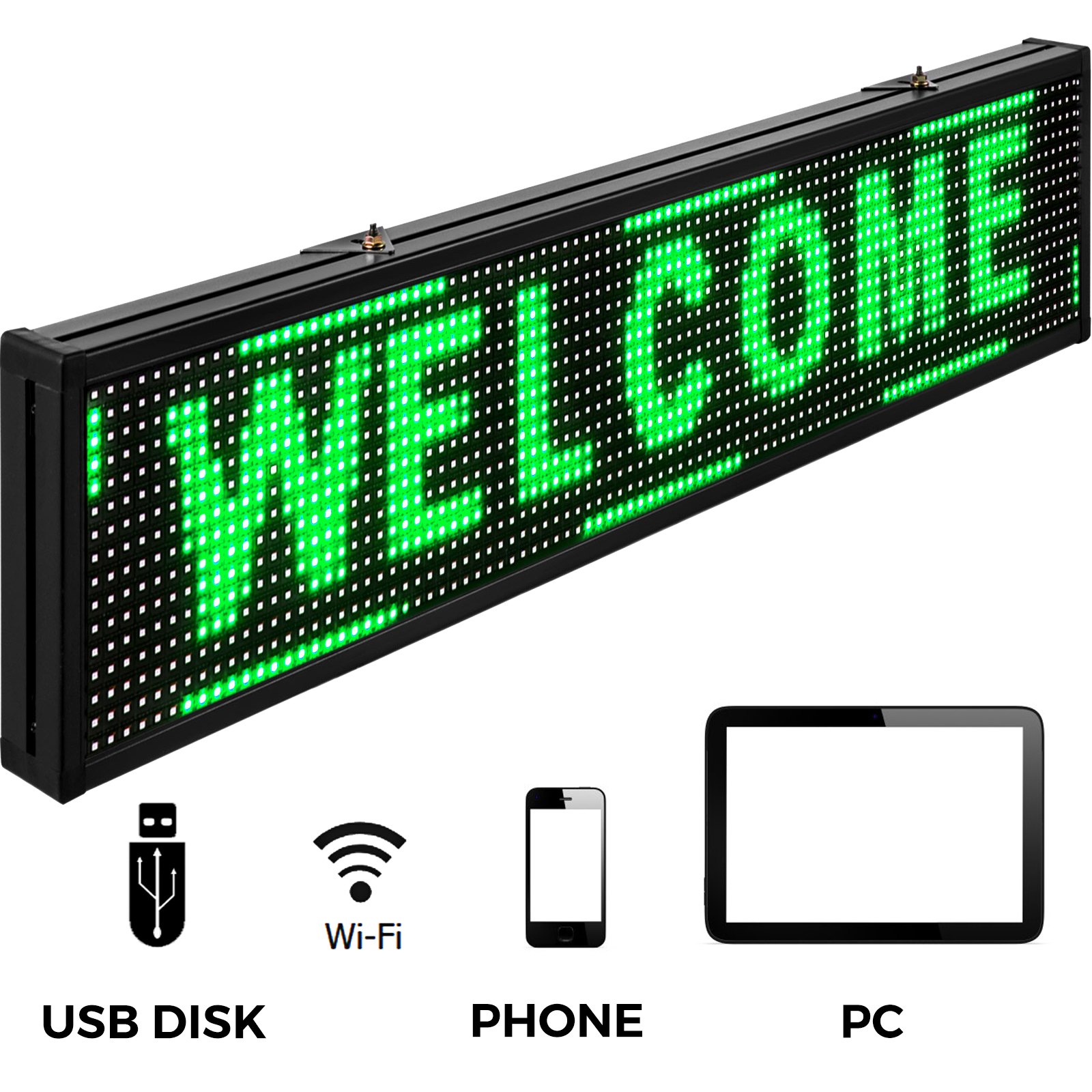 Led Sign, Digital Sign 38x6.5'', Green Led Message Board Digital Display Board