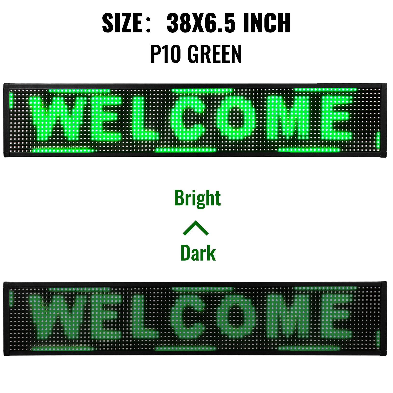 Led Sign, Digital Sign 38x6.5'', Green Led Message Board Digital Display Board