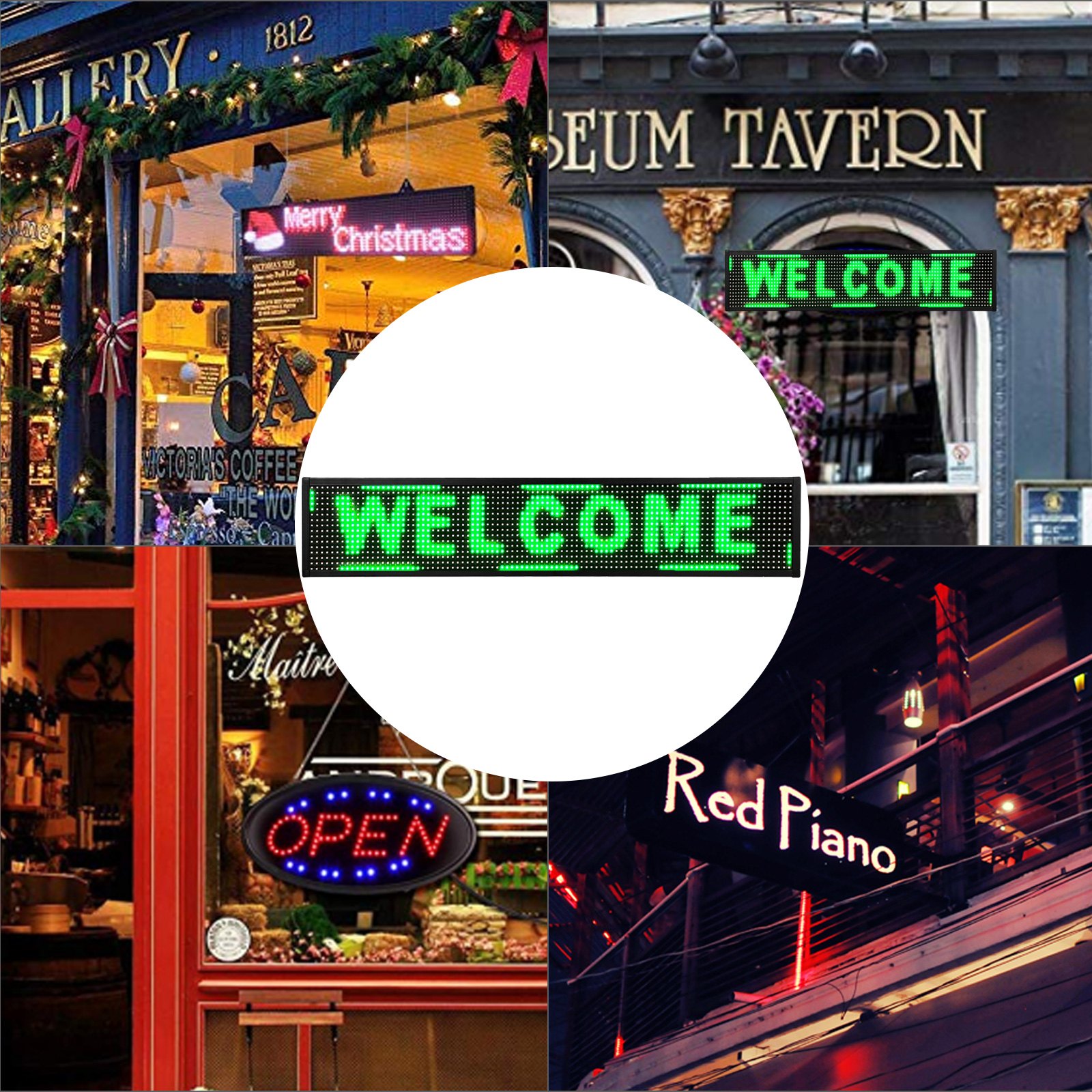 Led Sign, Digital Sign 38x6.5'', Green Led Message Board Digital Display Board