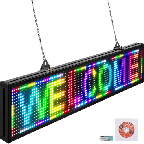 VEVOR WiFi P10 Led Sign Full Color 38" x 6.5", Indoor High Resolution Programmable Led Scrolling Display and New SMD Technology,Perfect Solution for Advertising