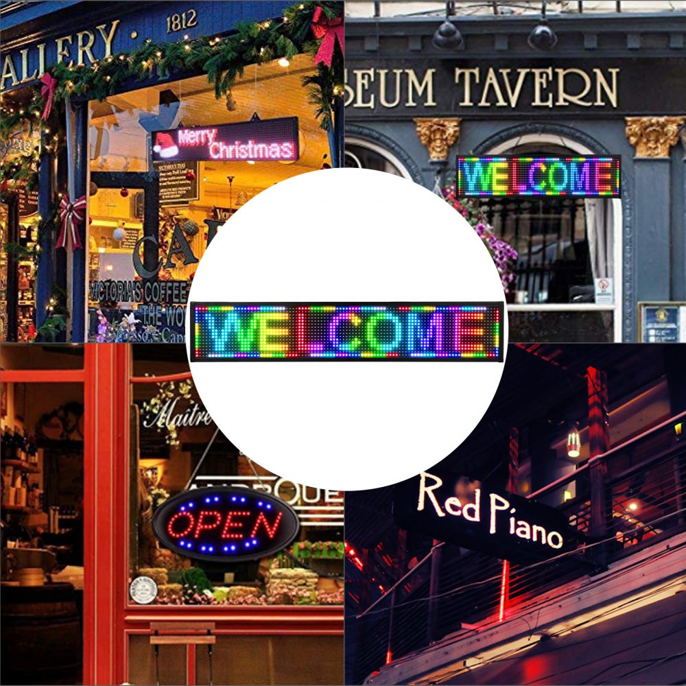 VEVOR WiFi P10 Led Sign Full Color 38" x 6.5", Indoor High Resolution Programmable Led Scrolling Display and New SMD Technology,Perfect Solution for Advertising