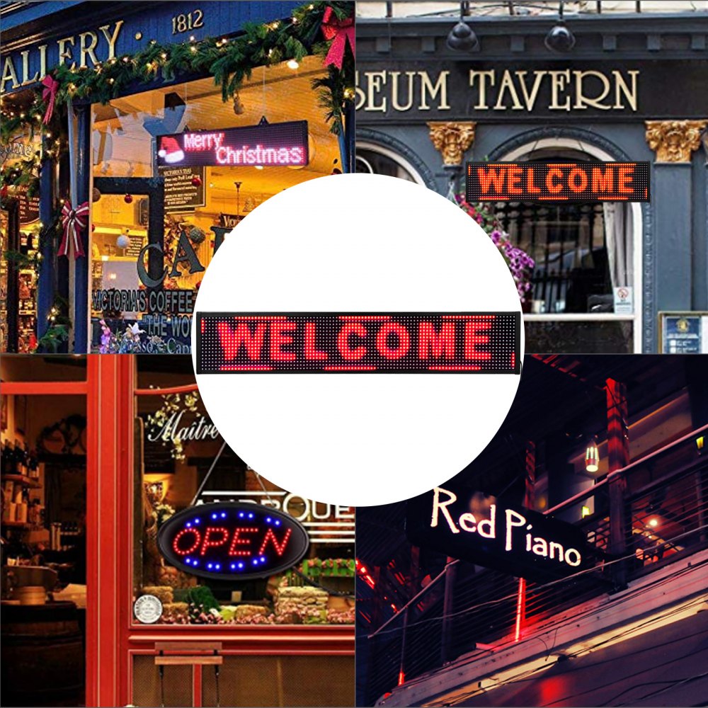 VEVOR Led Sign Digital Sign 38"x6.5" Red Led Message Board Digital Display Board