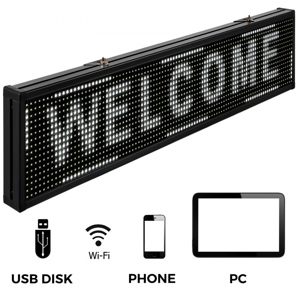 VEVOR Led Sign Digital Sign 38" x 6.5" White Digital Led Message Display Board
