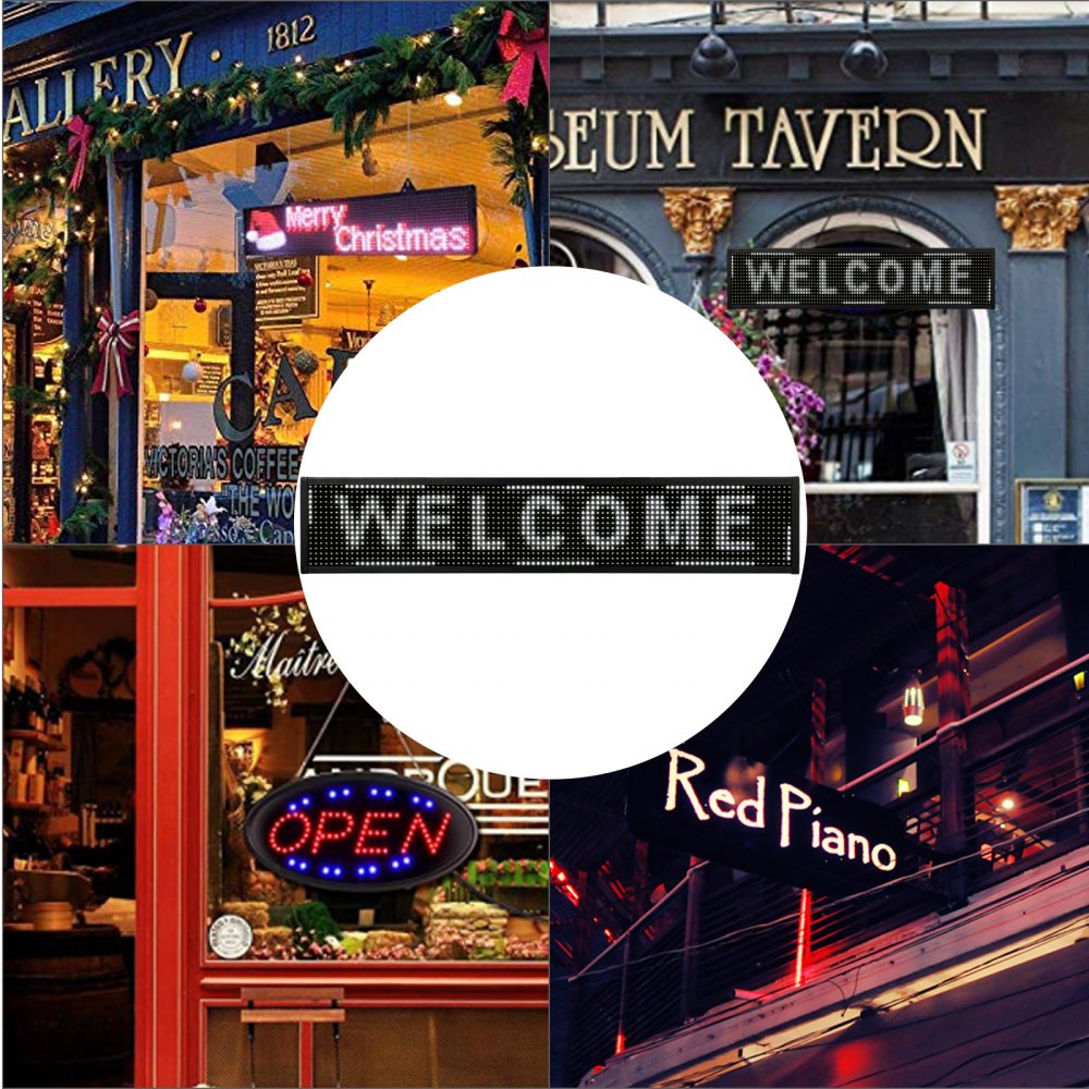 VEVOR Led Sign Digital Sign 38" x 6.5" White Digital Led Message Display Board