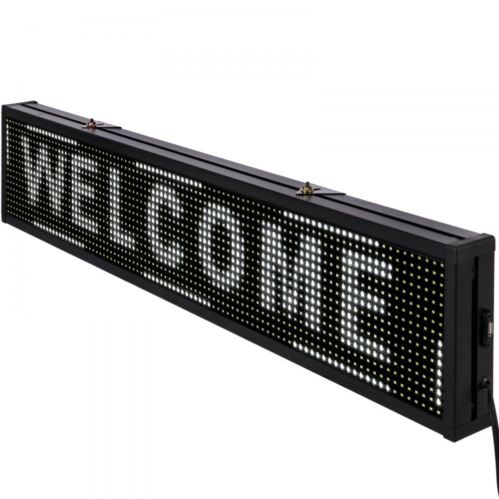Vevor Led Scrolling Sign 38"x6.5" P10 Programmable White Sign Board With Sling