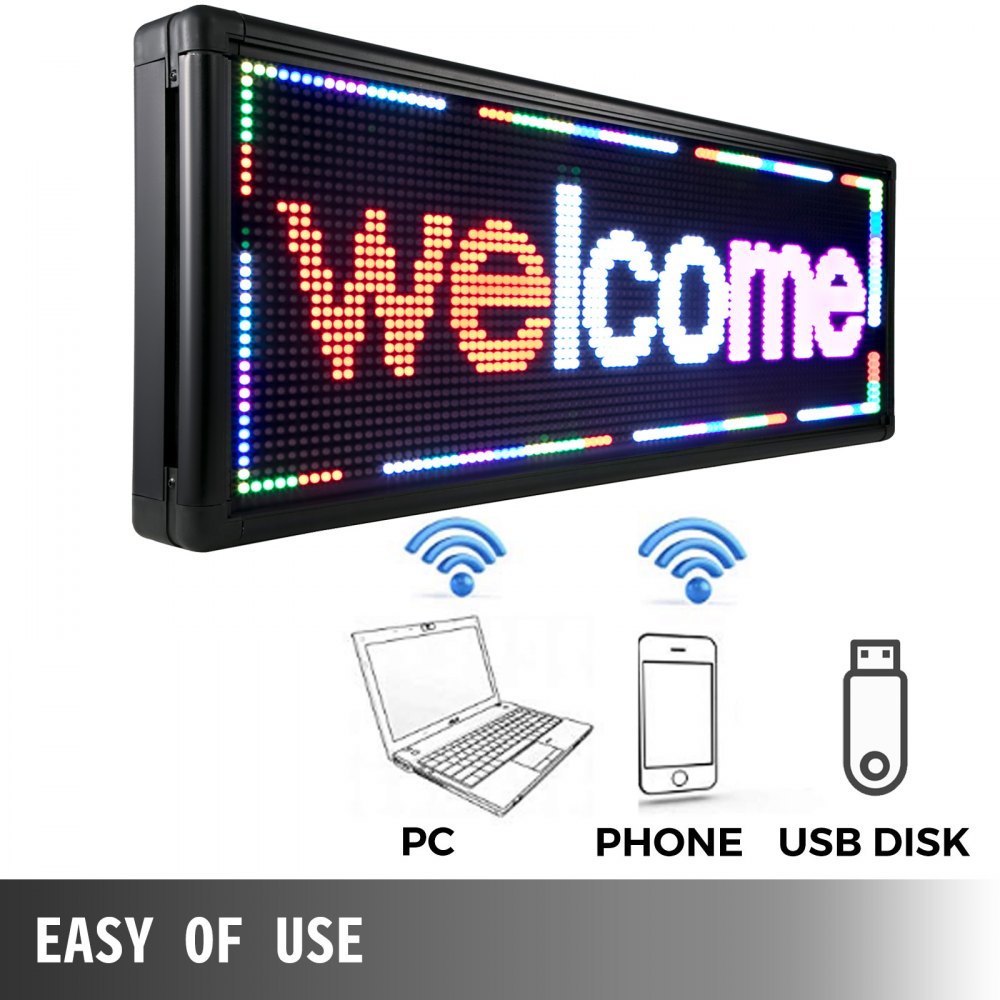 LED Scrolling Sign P10 Red White Pink 40" x 15" Programble Advertising Board US
