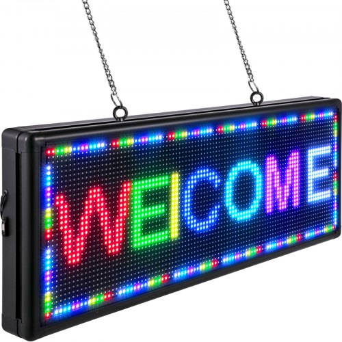 VEVOR Led Sign 40 x 15 Inch Digital Sign 96 x 96 HD Resolution Seven-Color Indoor Led Message Board Digital Display Board Electronic Scrolling Led Sign Programmable by PC & Wi-Fi & USB for Ad