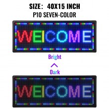 VEVOR Led Sign 40 x 15 Inch Digital Sign 96 x 96 HD Resolution Seven-Color Indoor Led Message Board Digital Display Board Electronic Scrolling Led Sign Programmable by PC & Wi-Fi & USB for Ad