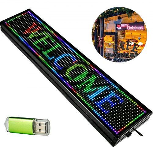 VEVOR Led Sign 40 x 8 inch Led Scrolling Sign Seven-color Digital Led Open Sign Electronic Message Display Board with SMD Technology for Advertising and Business