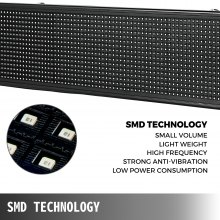 LED cedule VEVOR 40 x 8 palců rolovací cedule s LED diodami Sedmibarevná digitální LED otevřená deska pro elektronické zobrazování zpráv s technologií SMD pro reklamu a podnikání