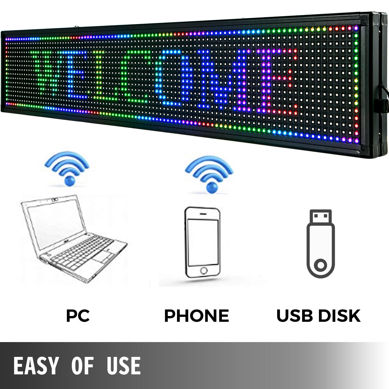 VEVOR Led Sign 40 x 8 inch Led Scrolling Sign Seven-Color Digital Led Open Sign Electronic Message Display Board with SMD Technology for Advertising and Business(Multicolor)