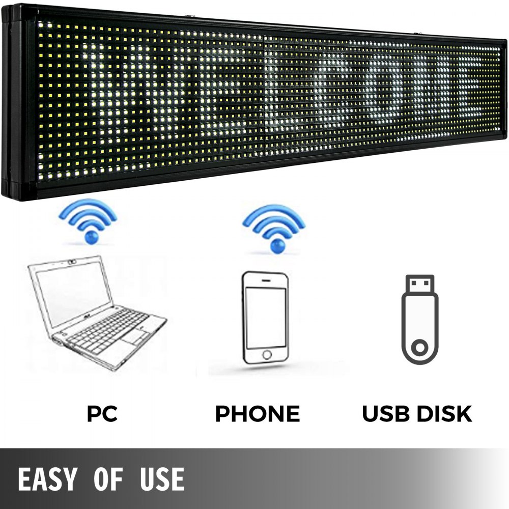 Led Sign Led Scrolling Sign 100x20cm White Message Board 2 Modes For Advertising
