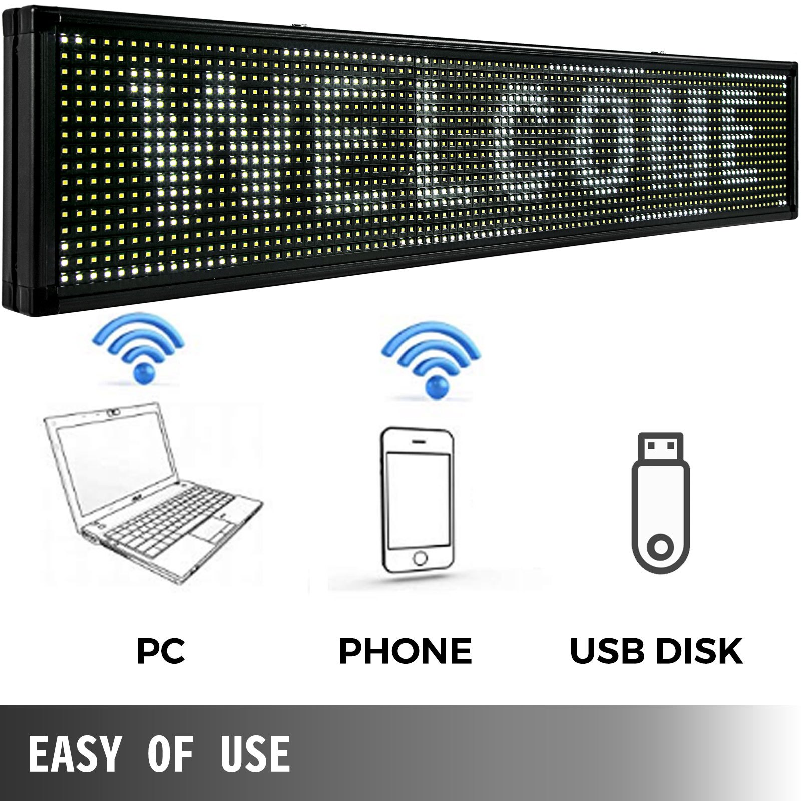 Led Sign Led Scrolling Sign 100x20cm White Message Board 2 Modes For Advertising
