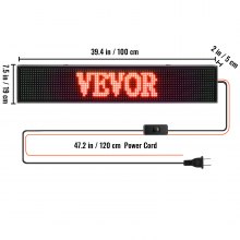 VEVOR Led Sign 40 x 8 inch Led Scrolling Sign Seven-color Digital Led Open Sign Outdoor Wifi High Resolution Bright Electronic Message Display Board with SMD Technology For Advertising and Business