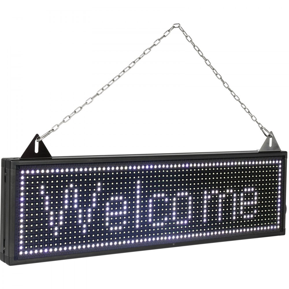 VEVOR LED Scrolling Sign, 27" x 8" WiFi & USB Control P10 Programmable Display, Indoor White High Resolution Message Board, High Brightness Electronic Sign, Perfect Solution for Advertising