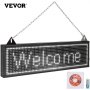 VEVOR led scrolling sign displaying "welcome" message with chain for hanging, cd, and usb drive included.