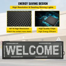 VEVOR LED Scrolling Sign, 27" x 8" WiFi & USB Control P10 Programmable Display, Indoor White High Resolution Message Board, High Brightness Electronic Sign, Perfect Solution for Advertising