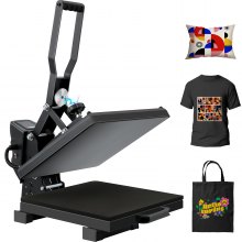 VEVOR Auto Heat Press, 15x15 Magnetic Semi-Automatic Heat Press Machine, Digital Clamshell Sublimation Transfer Teflon Coated, Heat Printing Press DIY T-Shirts Canvas Bags Pads Photos 110V