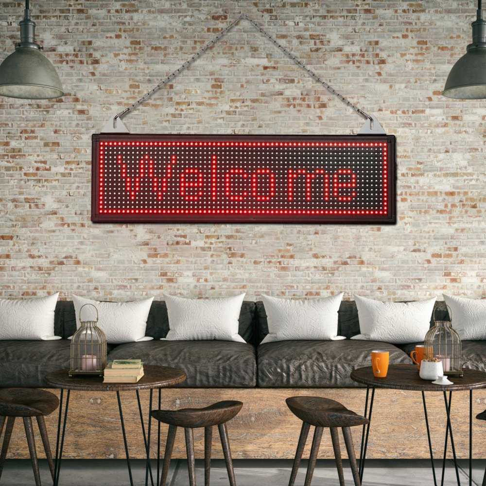 VEVOR LED Scrolling Sign, 27" x 8" WiFi & USB Control P10 Programmable Display, Indoor Red High Resolution Message Board, High Brightness Electronic Sign, Perfect Solution for Advertising