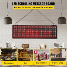 VEVOR LED Scrolling Sign, 27" x 8" WiFi & USB Control P10 Programmable Display, Indoor Red High Resolution Message Board, High Brightness Electronic Sign, Perfect Solution for Advertising