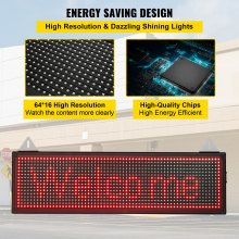 VEVOR LED Scrolling Sign, 27" x 8" WiFi & USB Control P10 Programmable Display, Indoor Red High Resolution Message Board, High Brightness Electronic Sign, Perfect Solution for Advertising