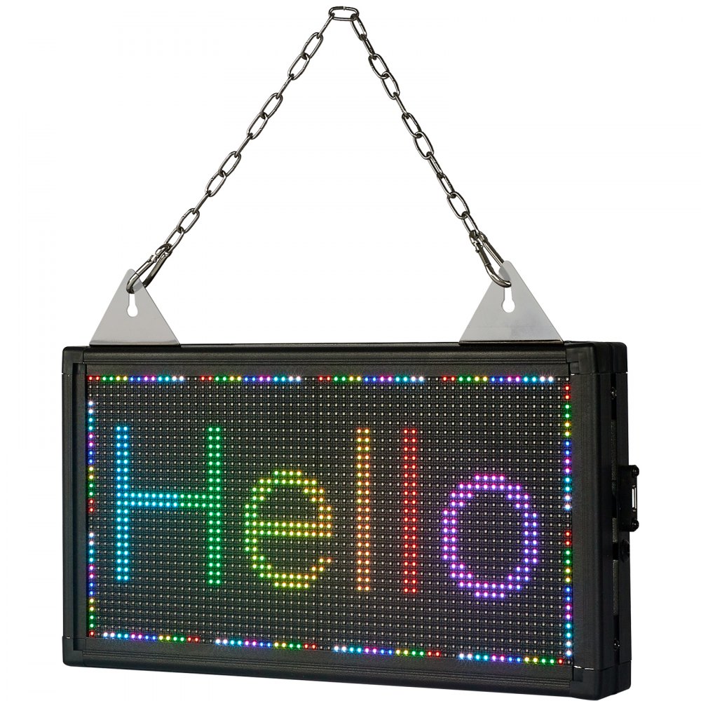 VEVOR LED Scrolling Sign, 14" x 8" WiFi & USB Control, Full Color P5 Programmable Display, Indoor High Resolution Message Board, High Brightness Electronic Sign, Perfect Solution for Advertising