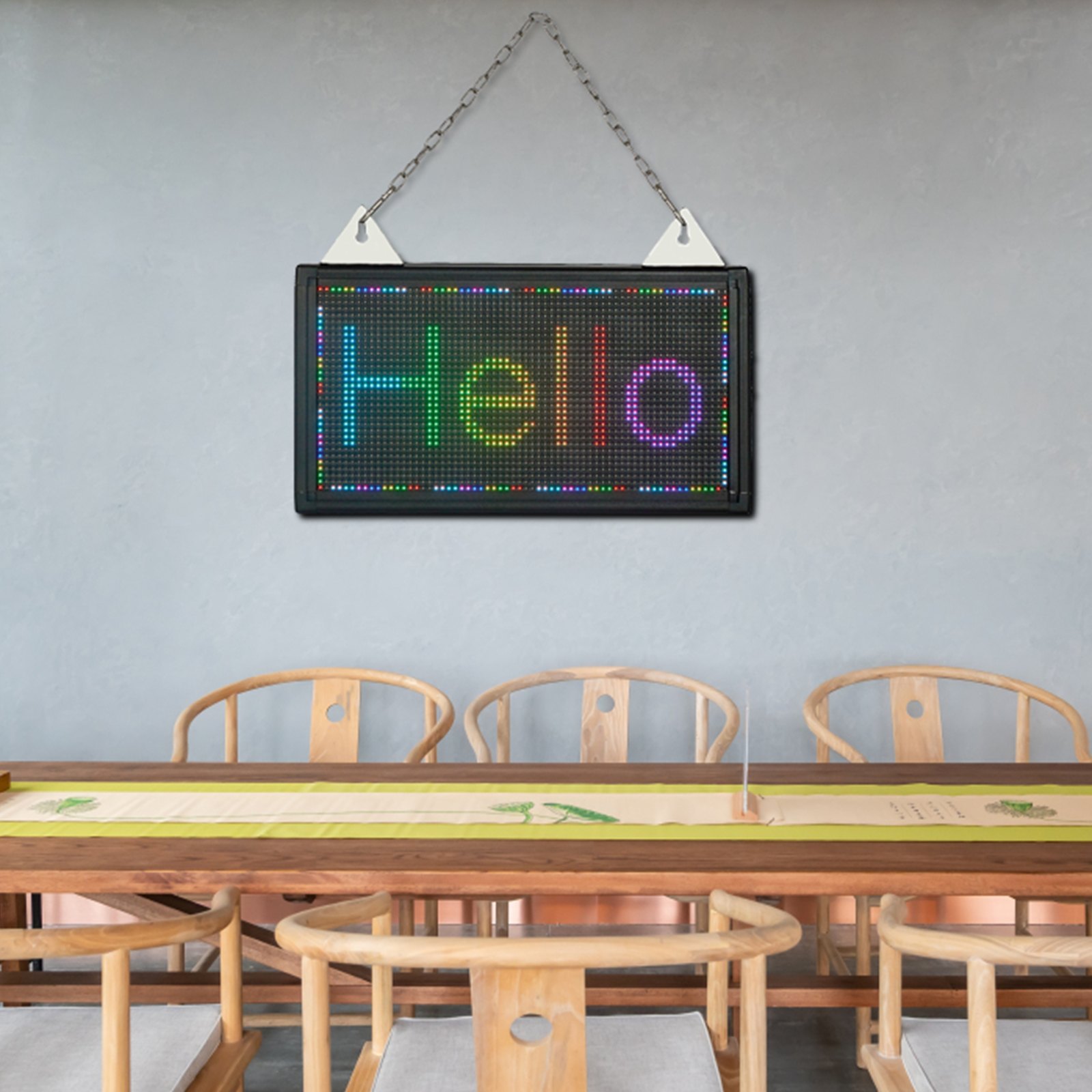 VEVOR LED Scrolling Sign, 14" x 8" WiFi & USB Control, Full Color P5 Programmable Display, Indoor High Resolution Message Board, High Brightness Electronic Sign, Perfect Solution for Advertising