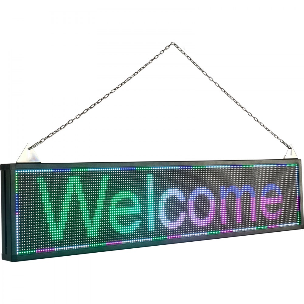 VEVOR LED Scrolling Sign, 21" x 6" WiFi & USB Control, Full Color P4 Programmable Display, Indoor High Resolution Message Board, High Brightness Electronic Sign, Perfect Solution for Advertising