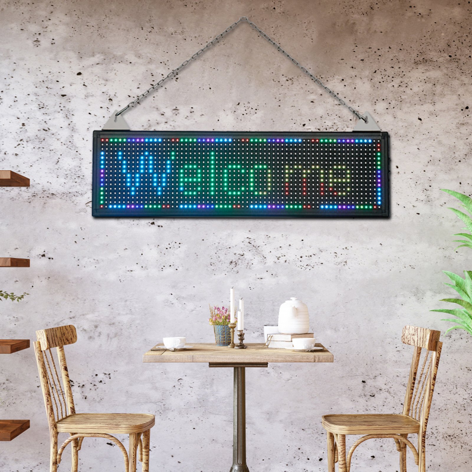 VEVOR LED Scrolling Sign, 27" x 8" WiFi & USB Control, Full Color P10 Programmable Display, Indoor High Resolution Message Board, High Brightness Electronic Sign, Perfect Solution for Advertising