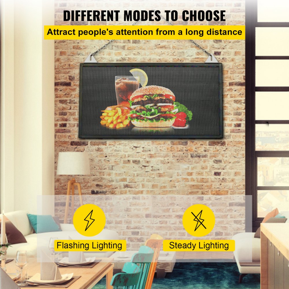 VEVOR LED Scrolling Sign, 27" x 14" WiFi & USB Control, Full Color P5 Programmable Display, Indoor High Resolution Message Board, High Brightness Electronic Sign, Perfect Solution for Advertising