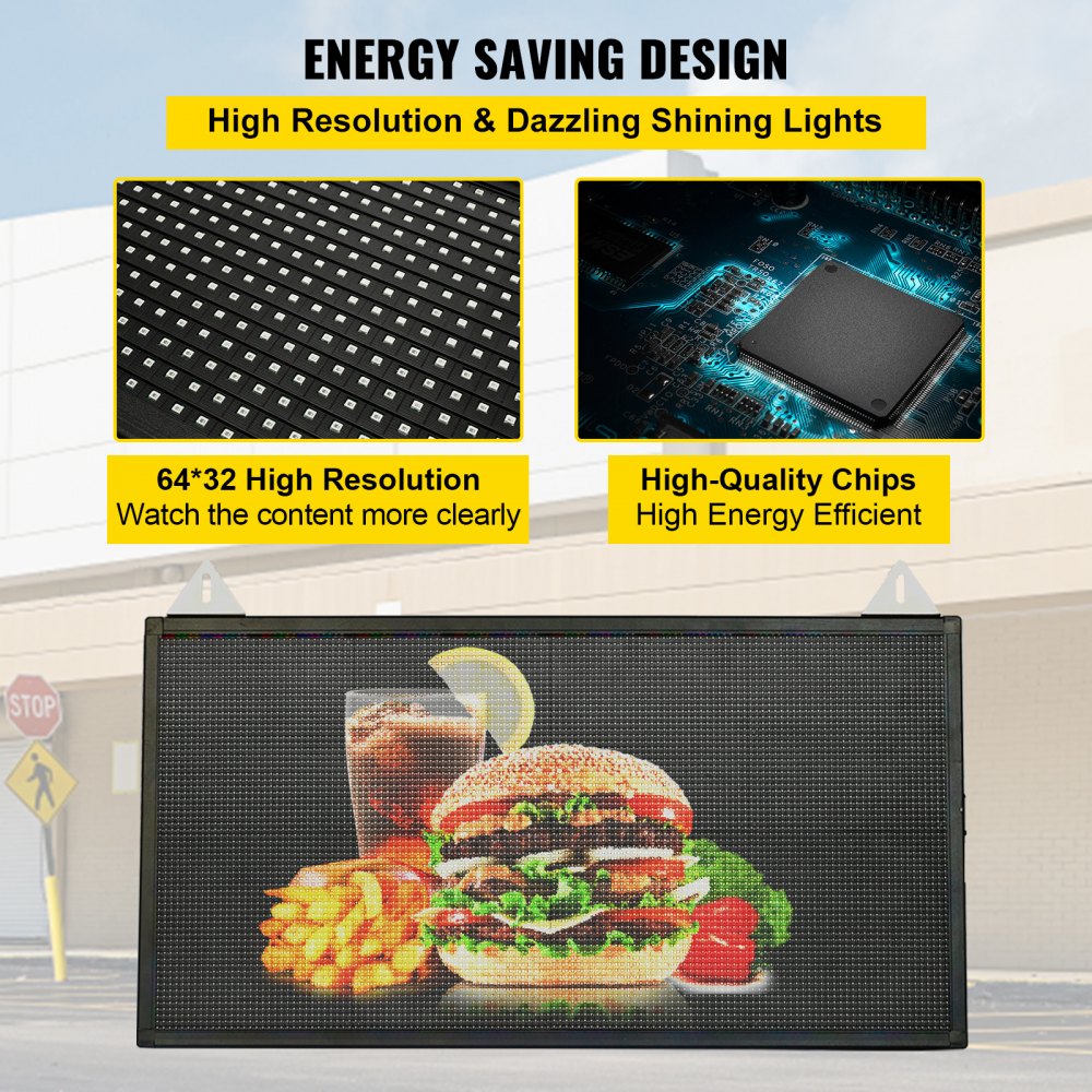 VEVOR LED Scrolling Sign, 27" x 14" WiFi & USB Control, Full Color P5 Programmable Display, Indoor High Resolution Message Board, High Brightness Electronic Sign, Perfect Solution for Advertising
