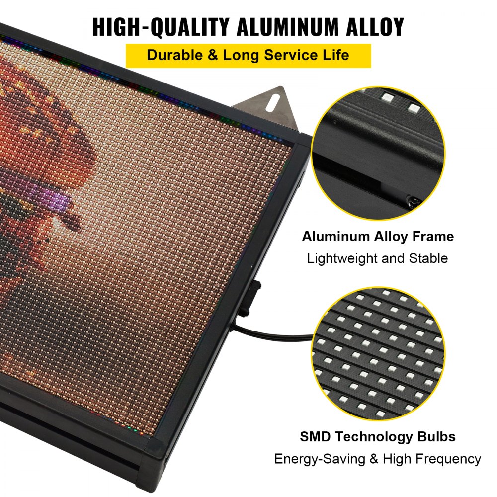 VEVOR LED Scrolling Sign, 27" x 14" WiFi & USB Control, Full Color P5 Programmable Display, Indoor High Resolution Message Board, High Brightness Electronic Sign, Perfect Solution for Advertising