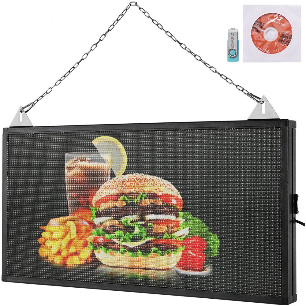 VEVOR LED Scrolling Sign, 27" x 14" WiFi & USB Control, Full Color P5 Programmable Display, Indoor High Resolution Message Board, High Brightness Electronic Sign, Perfect Solution for Advertising