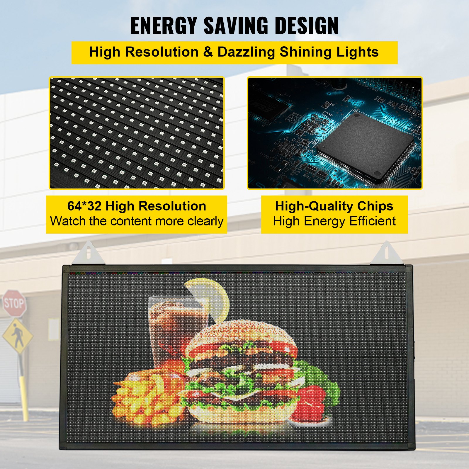 VEVOR LED Scrolling Sign, 27" x 14" WiFi & USB Control, Full Color P5 Programmable Display, Indoor High Resolution Message Board, High Brightness Electronic Sign, Perfect Solution for Advertising