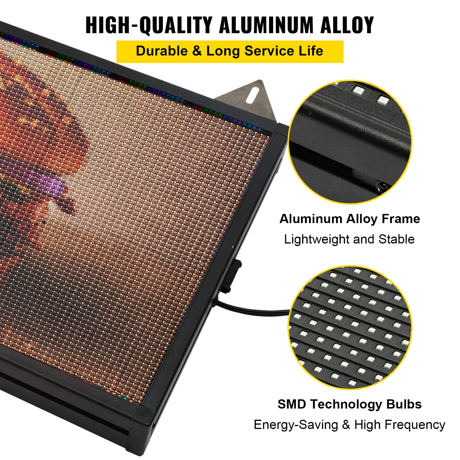 VEVOR LED Scrolling Sign, 27" x 14" WiFi & USB Control, Full Color P5 Programmable Display, Indoor High Resolution Message Board, High Brightness Electronic Sign, Perfect Solution for Advertising